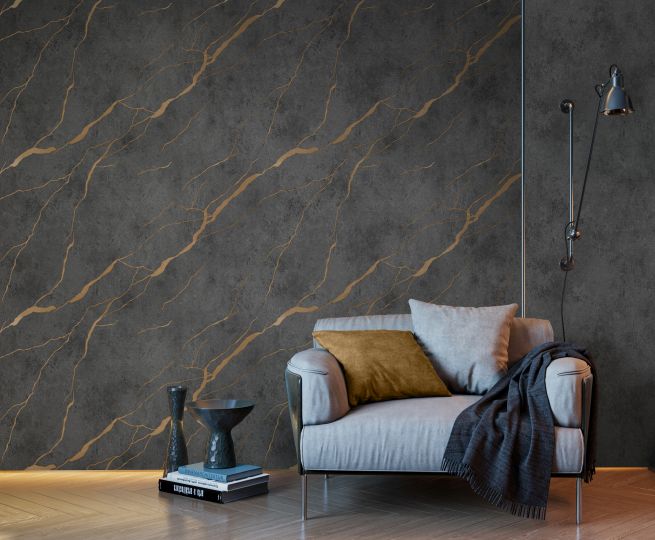 обои под бетон в интерьере