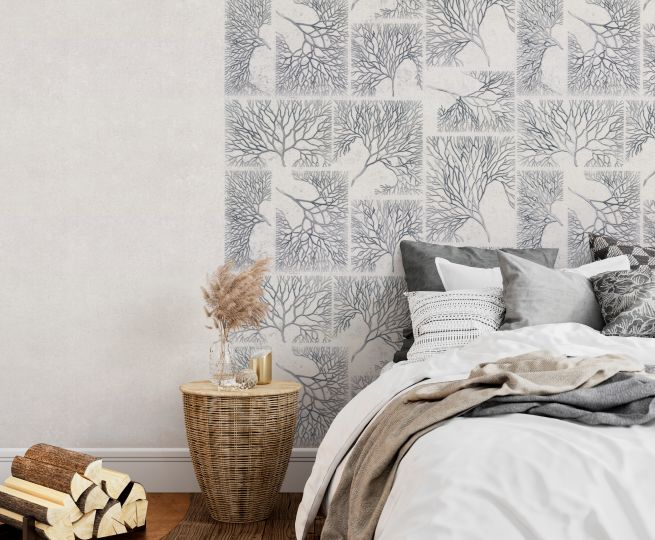 скандинавские обои в спальню
