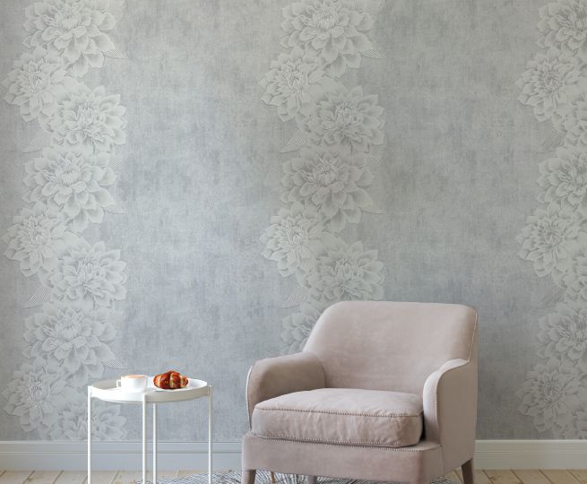 обои с крупным рисунком в интерьере